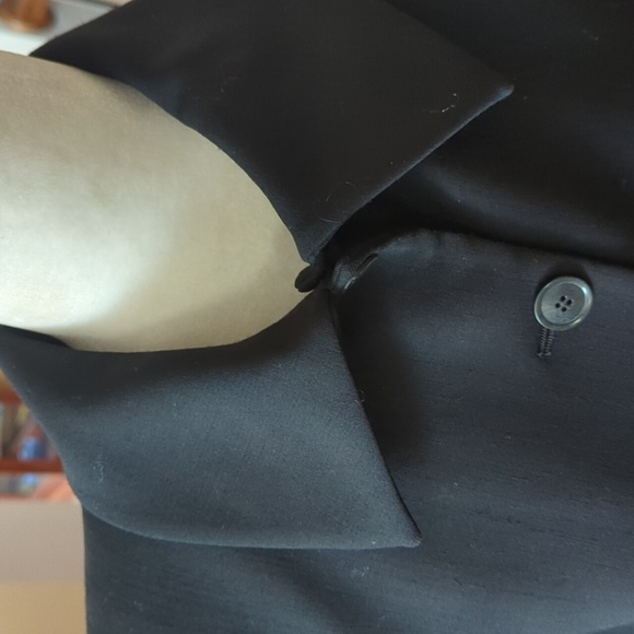 Giorgio Armani Italian Black Wool Blend Old Money Jacket W/ Silk Trim Sz 12 - Picture 3 of 11